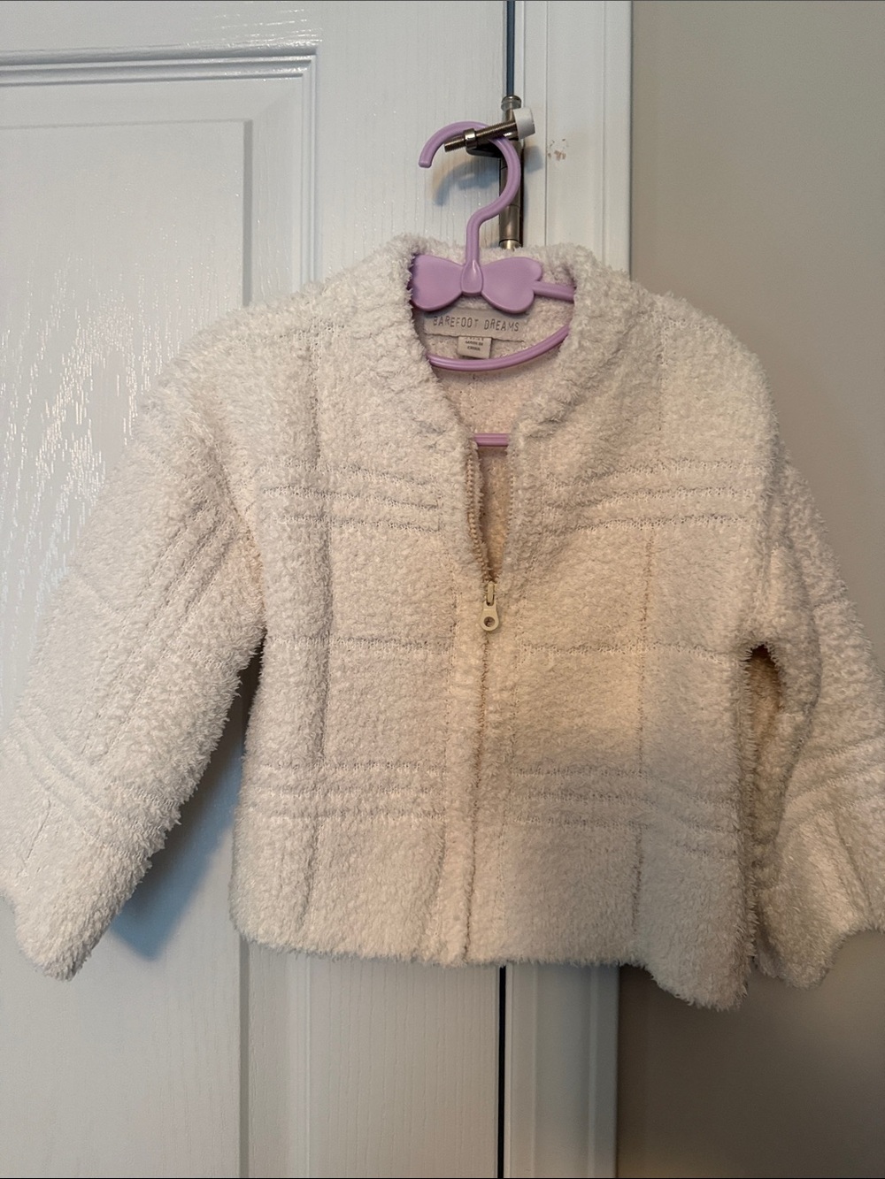 Barefoot Dreams Cream Plush Zip-Up Puffer Jacket